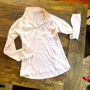 Collared white half zip long sleeved running athleta top small